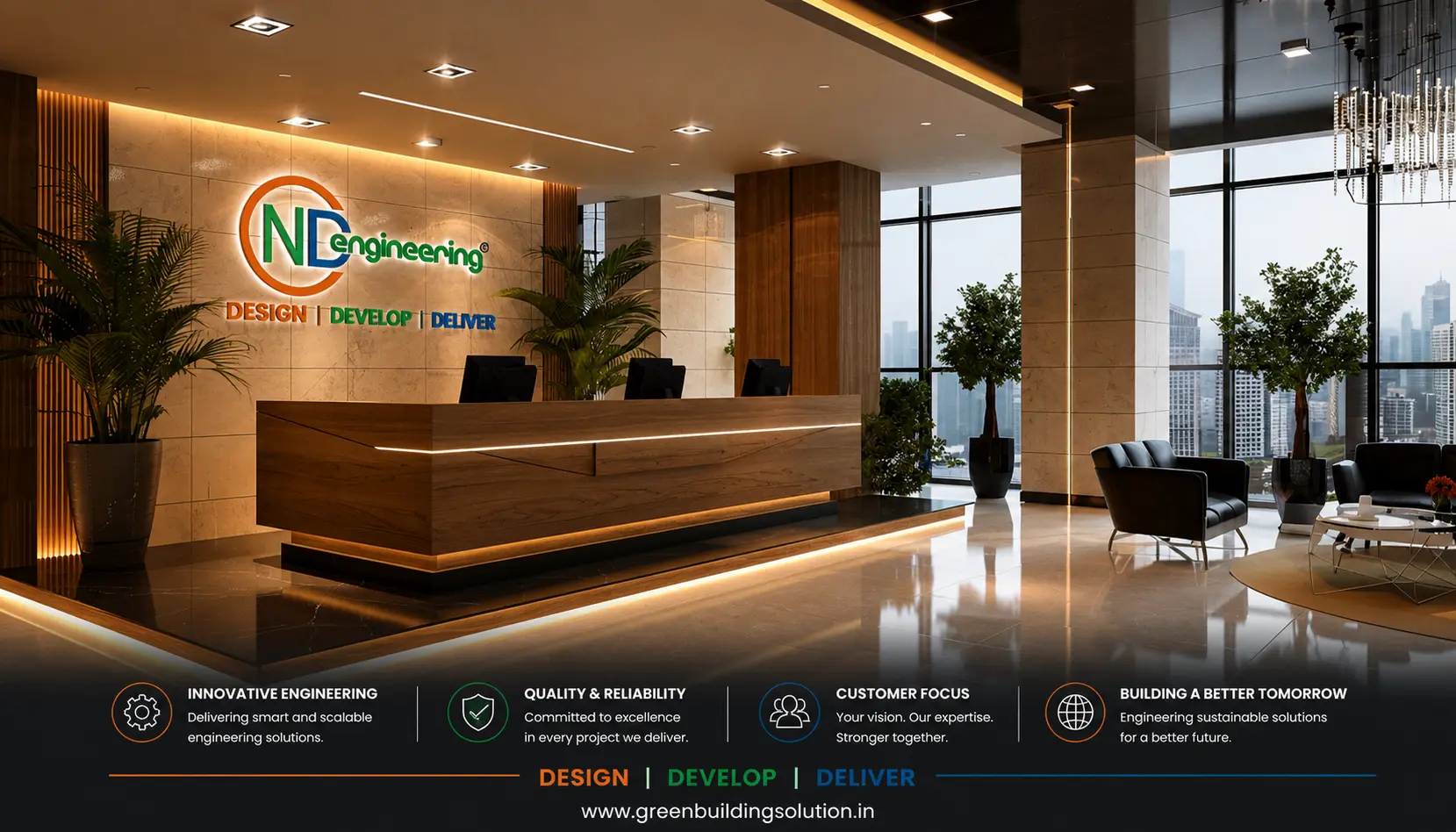 Corporate office reception interior design in Kolkata