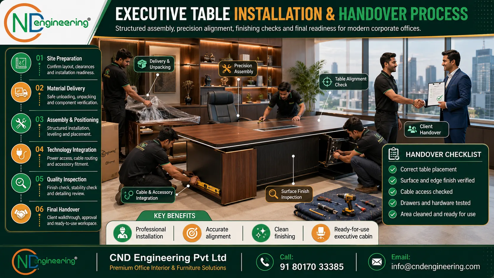 Executive table installation and handover process visual placeholder