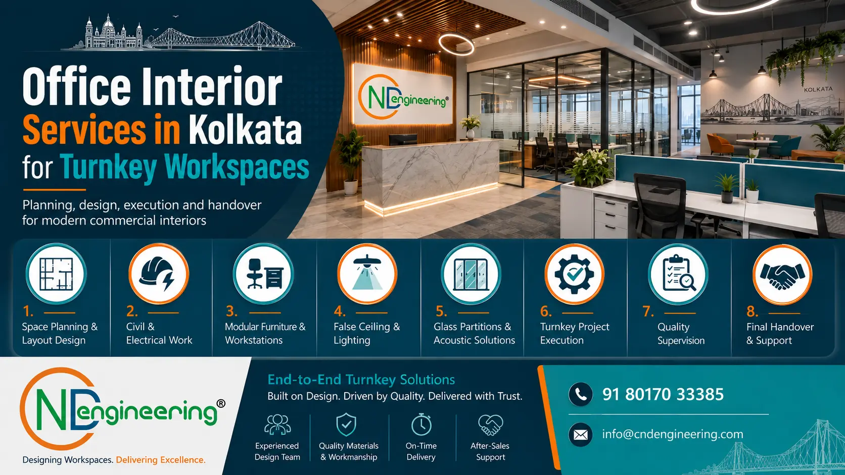 Office interior services in Kolkata for turnkey workspaces by CND Engineering Pvt Ltd
